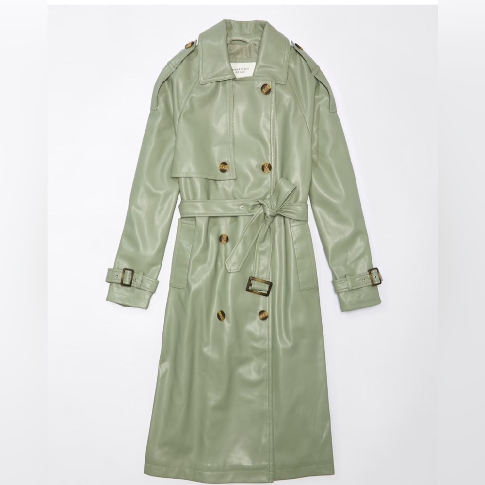 NWT American Eagle Vegan Leather Trench Coat